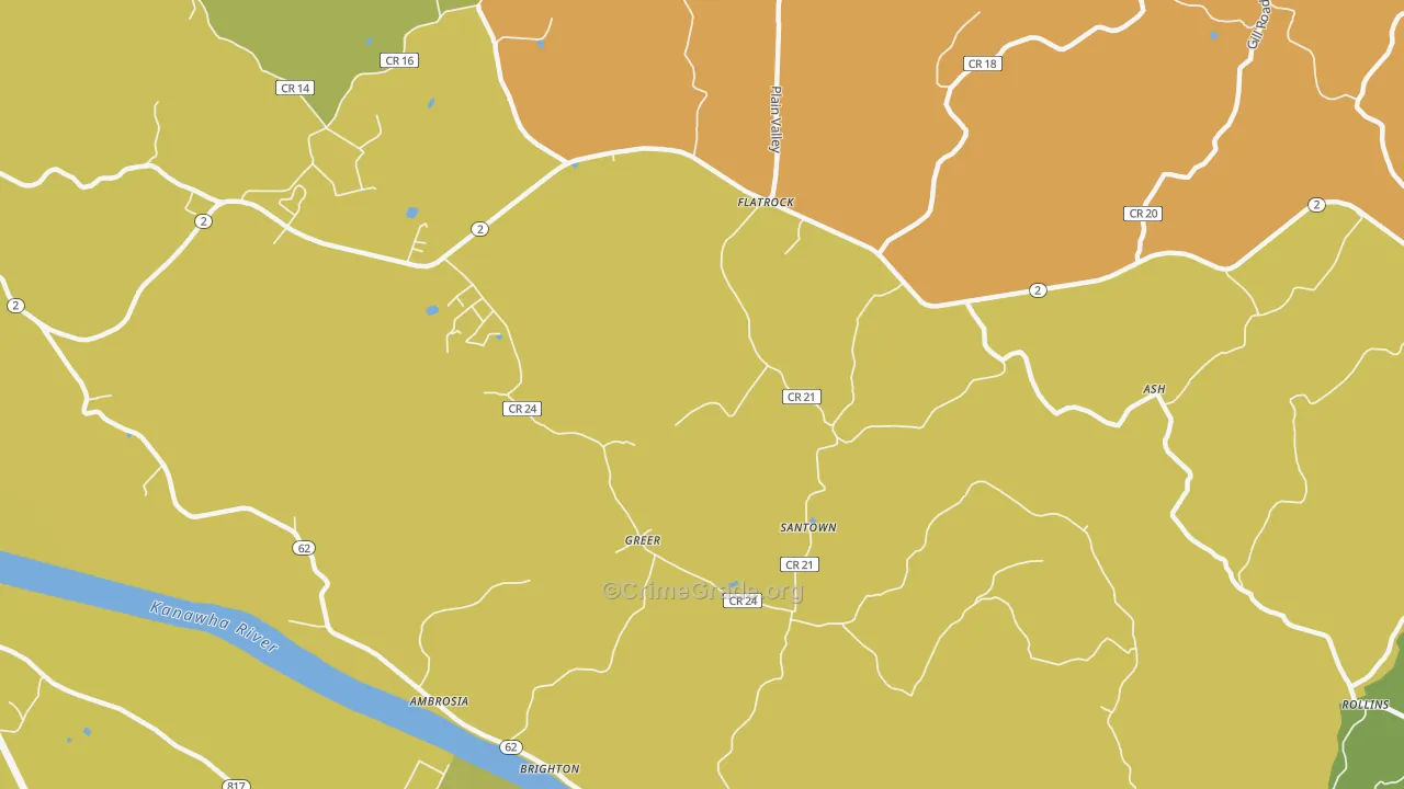 Greer, WV Map of Assault Rates