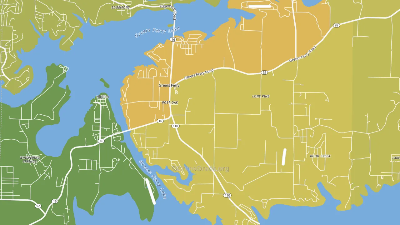 Greers Ferry, AR Map of Assault Rates