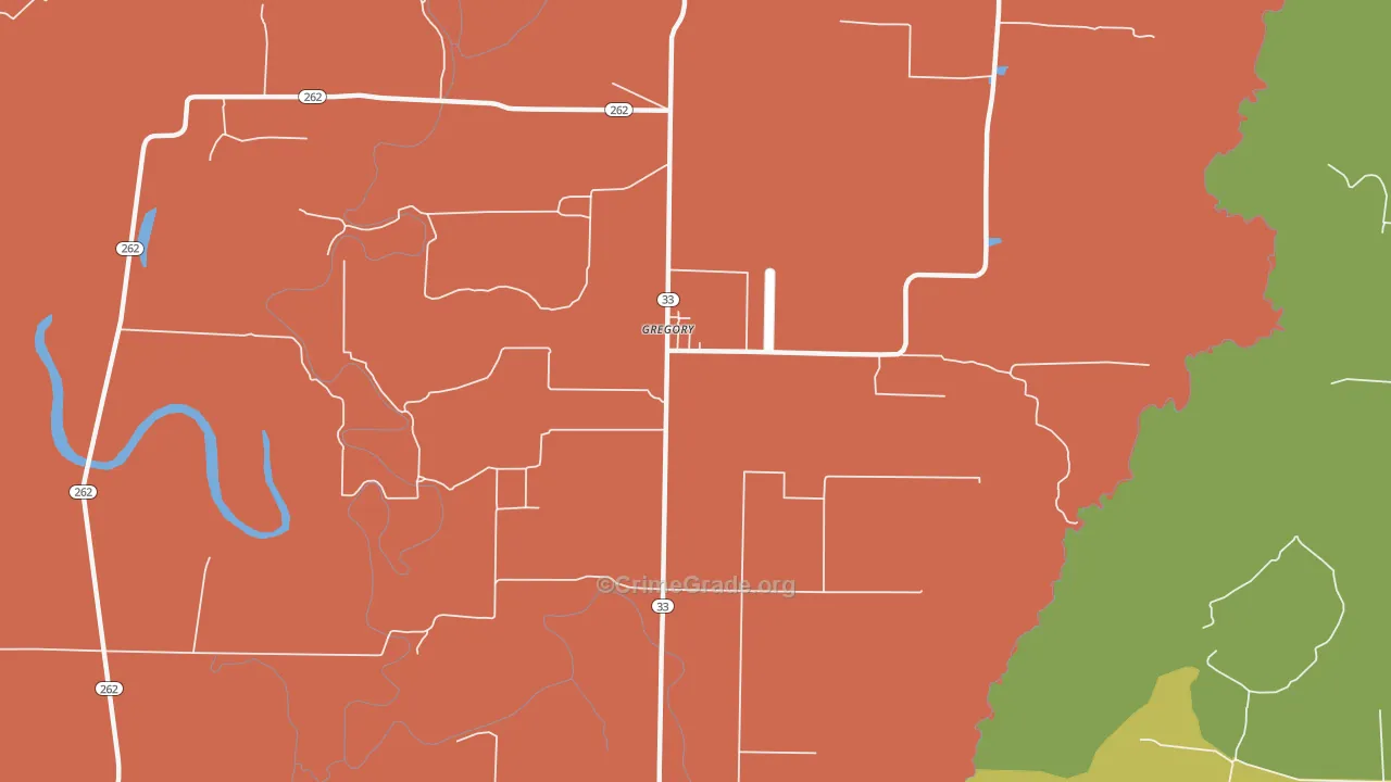 Gregory, AR Map of Assault Rates