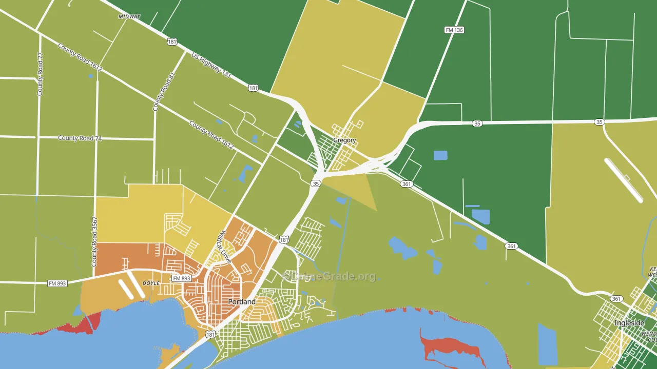 Gregory, TX Map of Assault Rates