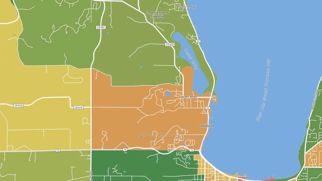 Greilickville, MI Map of Assault Rates