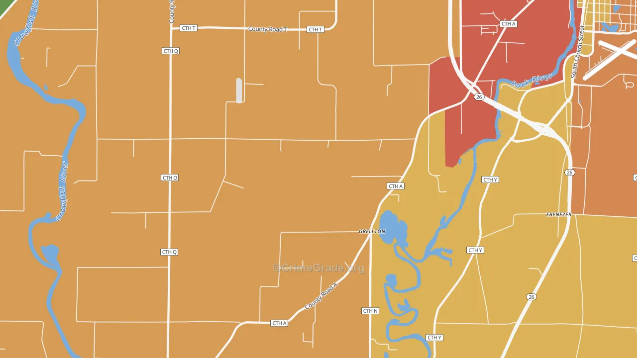 Grellton, WI Map of Assault Rates