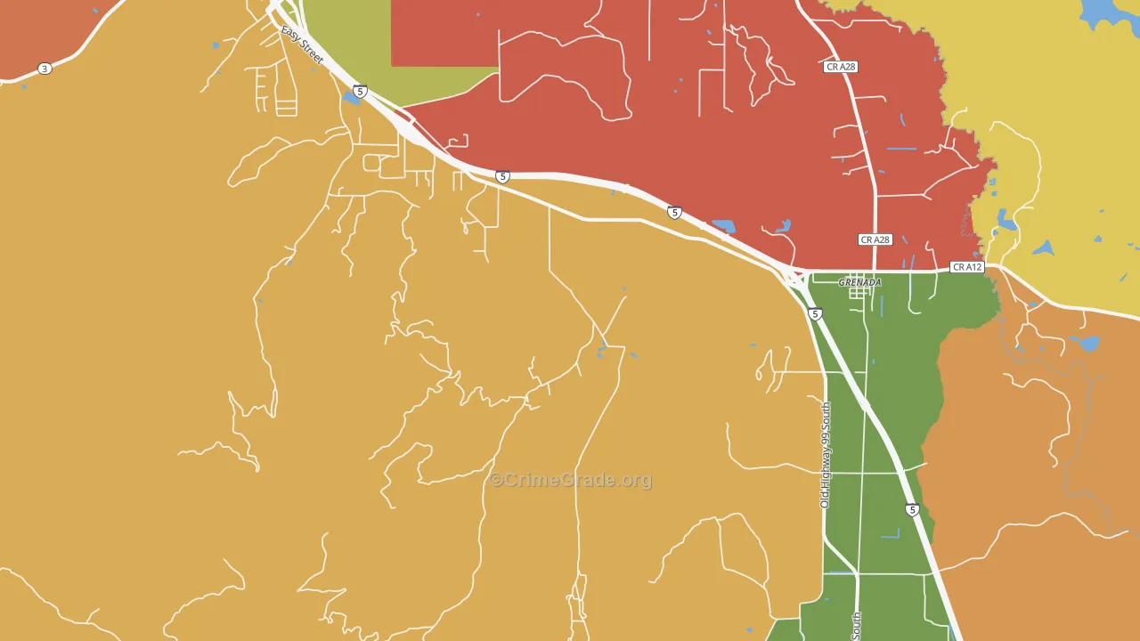 Grenada, CA Map of Assault Rates