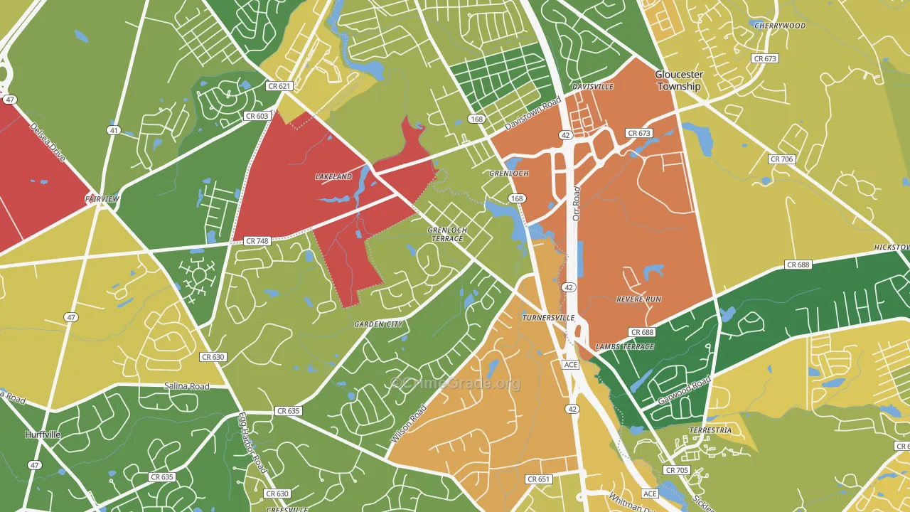 Grenloch, NJ Map of Assault Rates