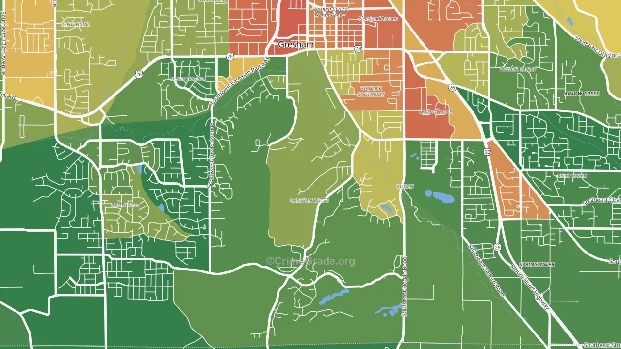 Gresham-Gresham Butte, Gresham, OR Map of Assault Rates