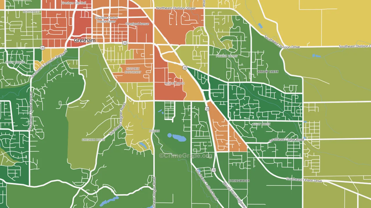 Gresham-Mt. Hood, Gresham, OR Map of Assault Rates