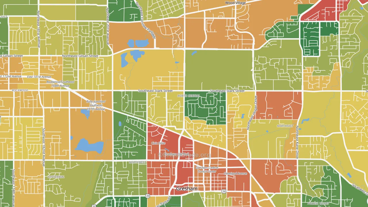 Gresham-North Central, Gresham, OR Map of Assault Rates