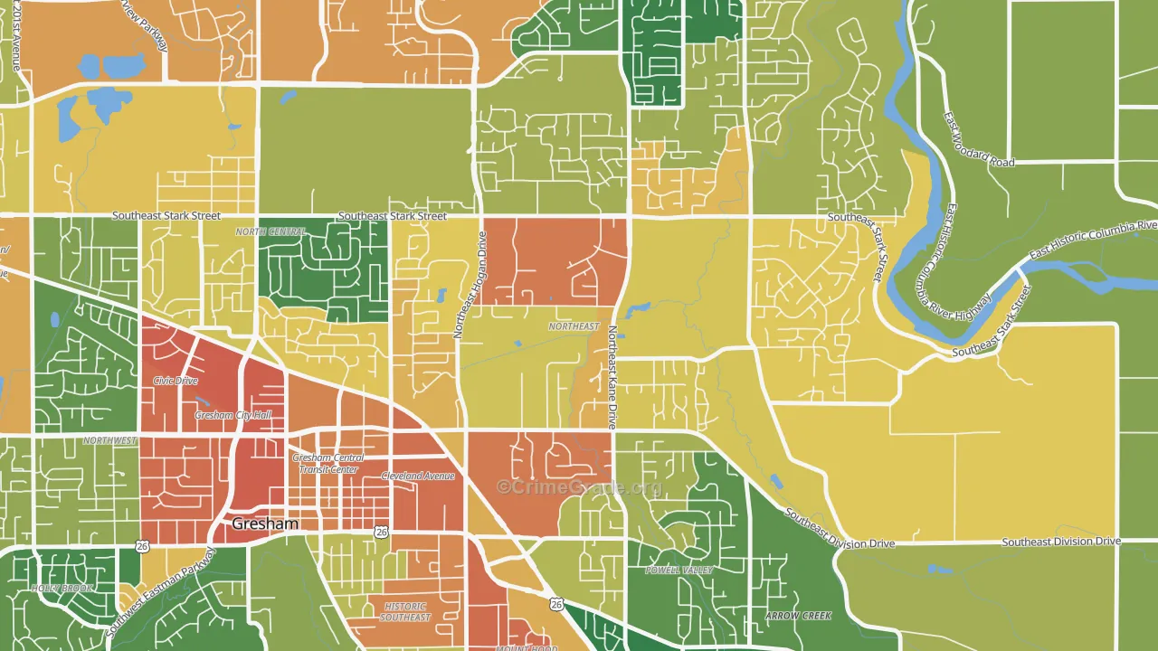Gresham-Northeast, Gresham, OR Map of Assault Rates