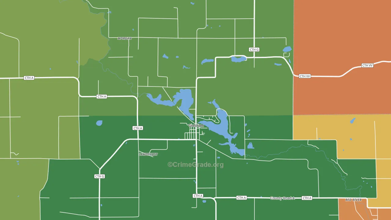 Gresham, WI Map of Assault Rates