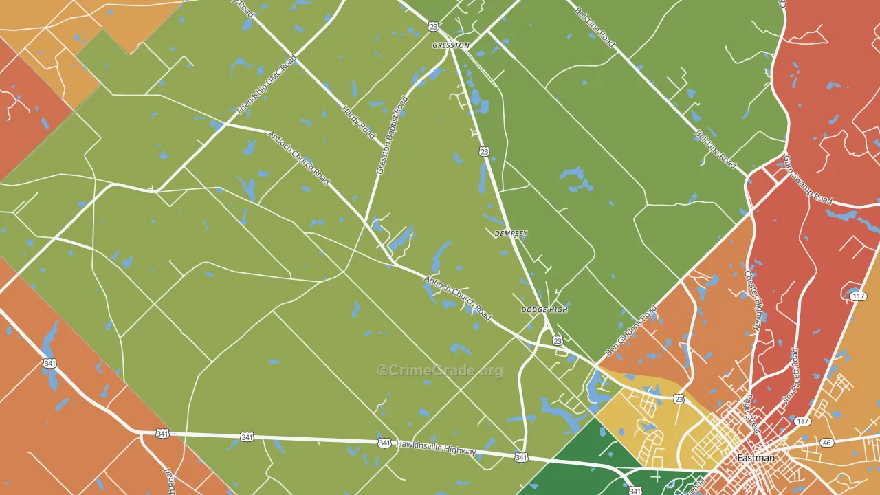 Gresston, GA Map of Assault Rates