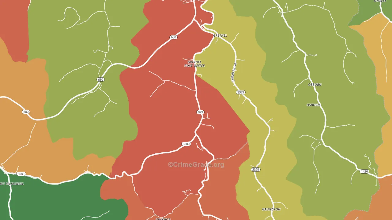 Grethel, KY Map of Assault Rates