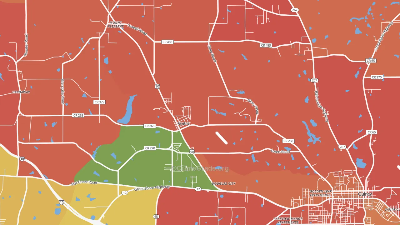 Gretna, FL Map of Assault Rates
