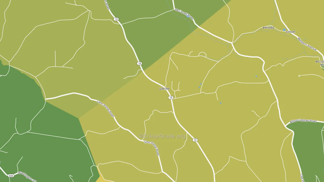 Gretna, PA Map of Assault Rates