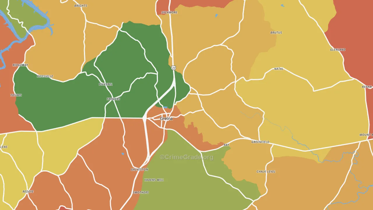 Gretna, VA Map of Assault Rates