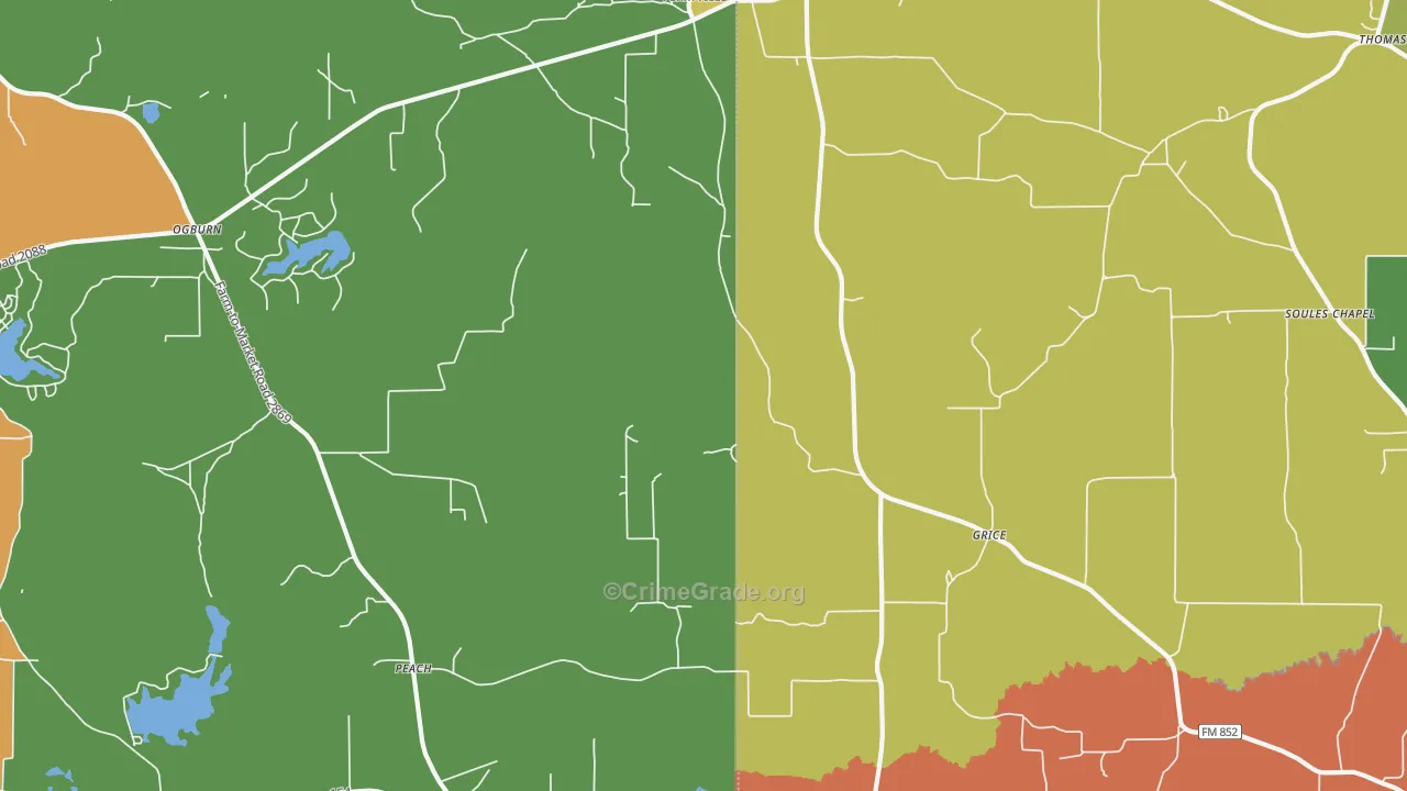 Grice, TX Map of Assault Rates