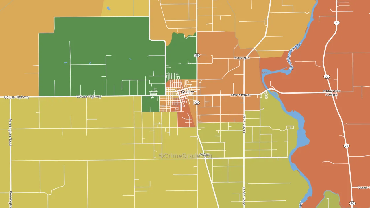 Gridley, CA Map of Assault Rates