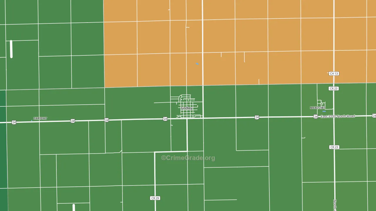 Gridley, IL Map of Assault Rates