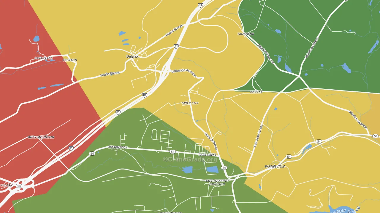 Grier City, PA Map of Assault Rates