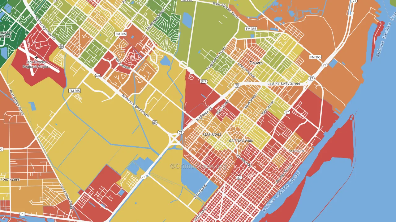 Griffing Park, TX Map of Assault Rates