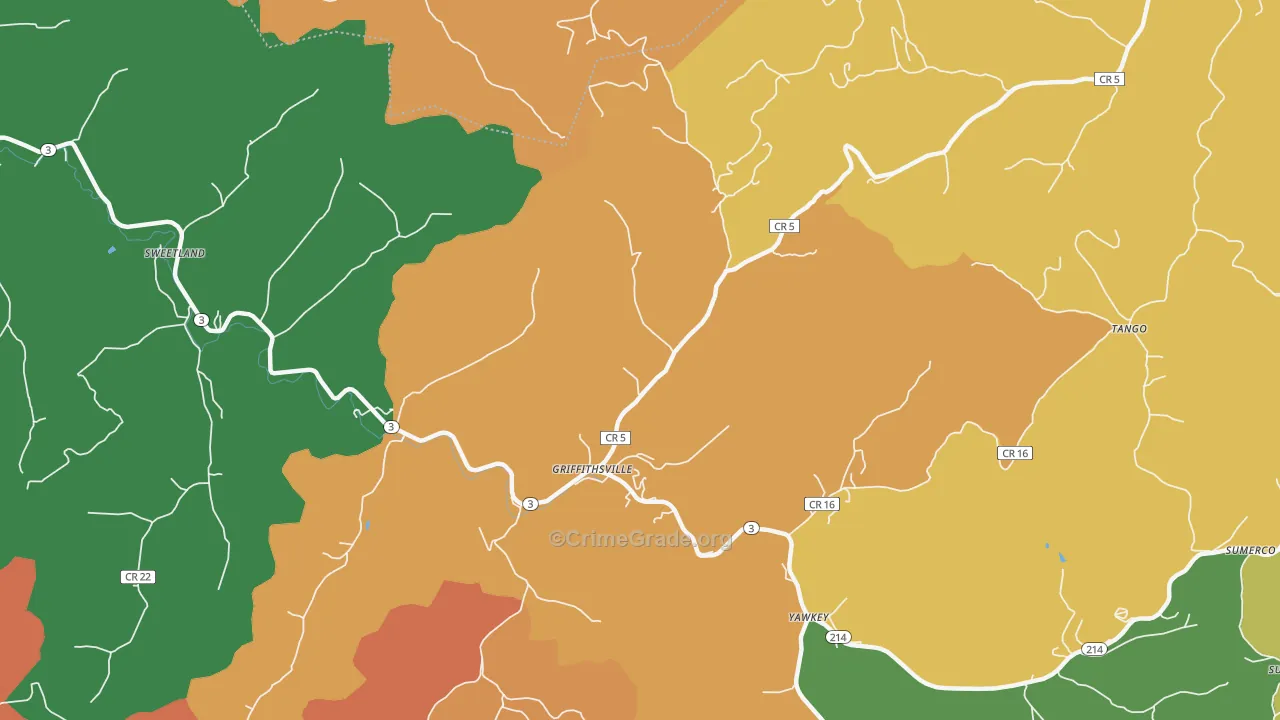 Griffithsville, WV Map of Assault Rates