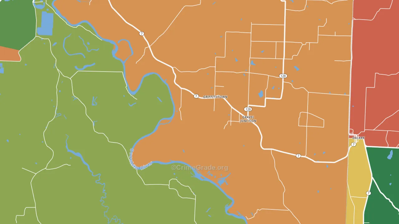 Griffithtown, AR Map of Assault Rates