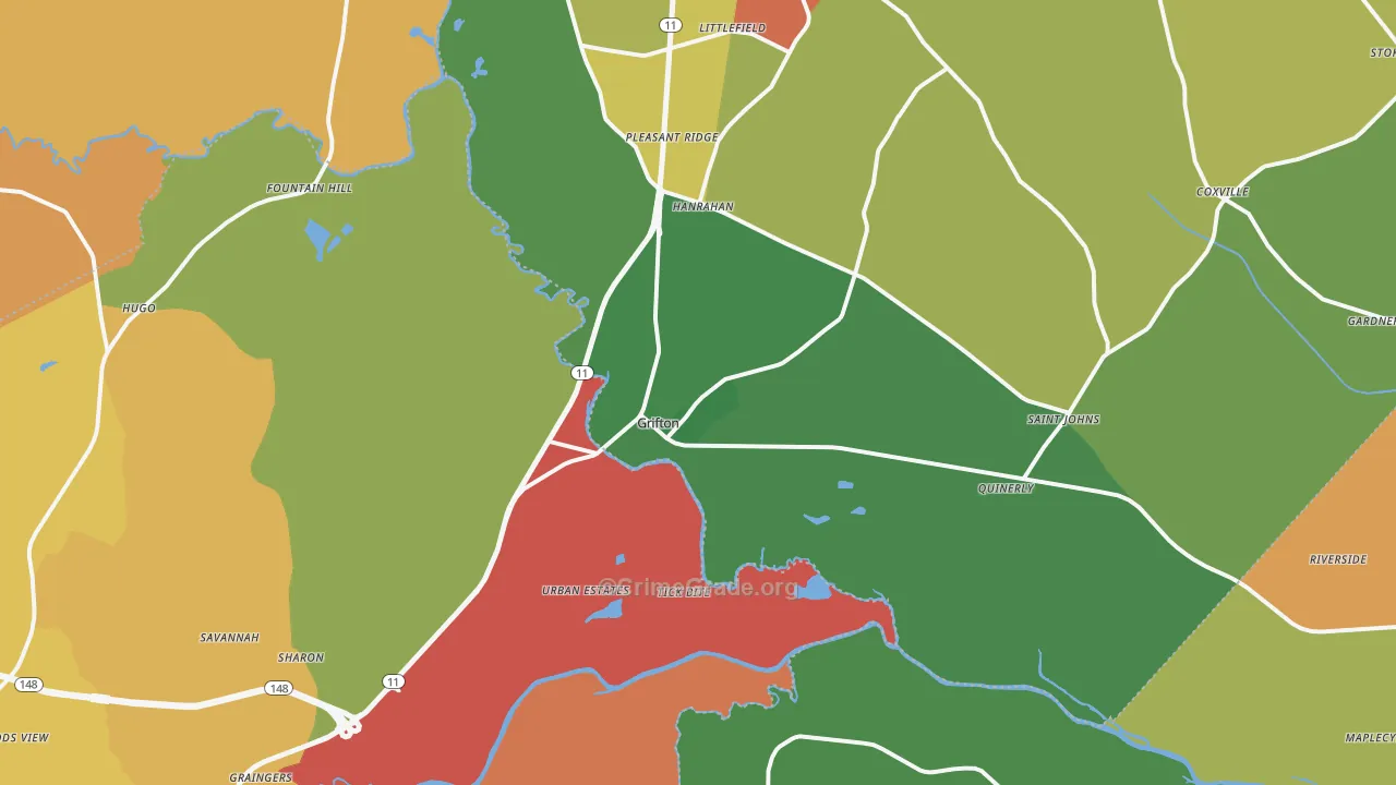 Grifton, NC Map of Assault Rates