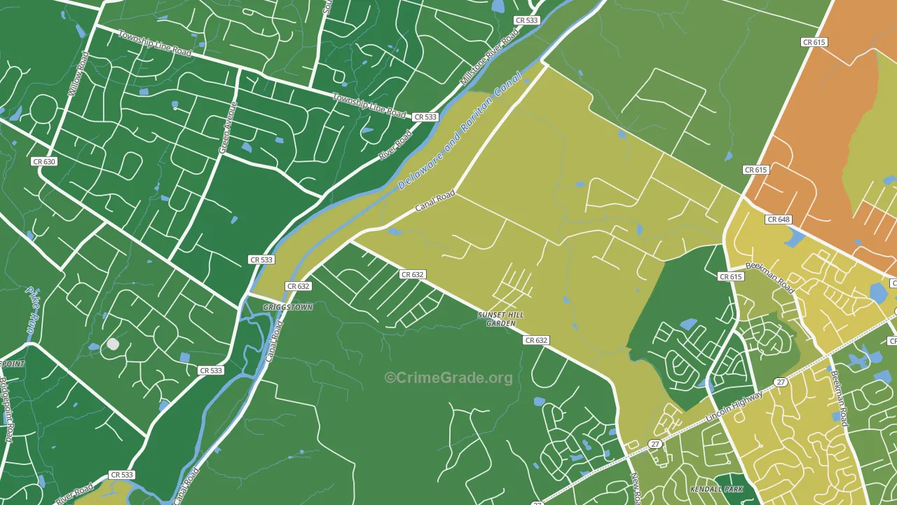 Griggstown, NJ Map of Assault Rates