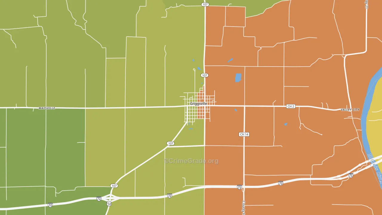 Griggsville, IL Map of Assault Rates