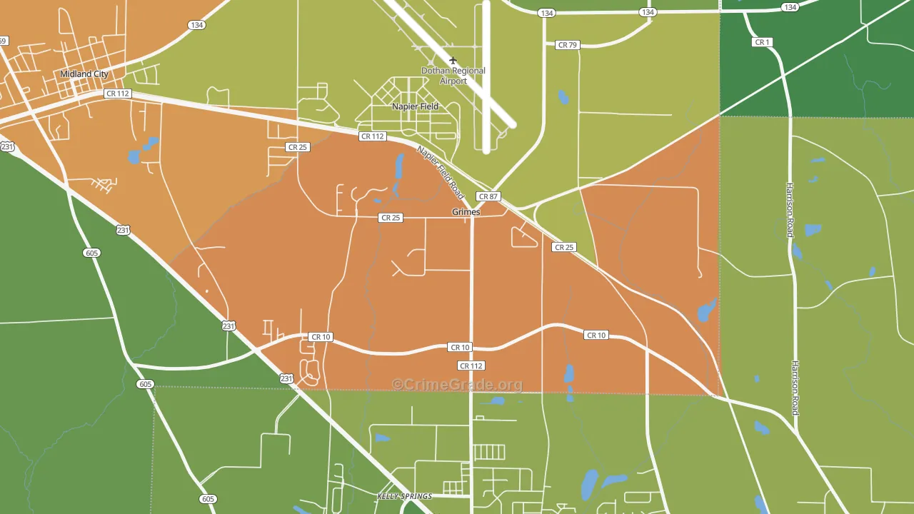Grimes, AL Map of Assault Rates