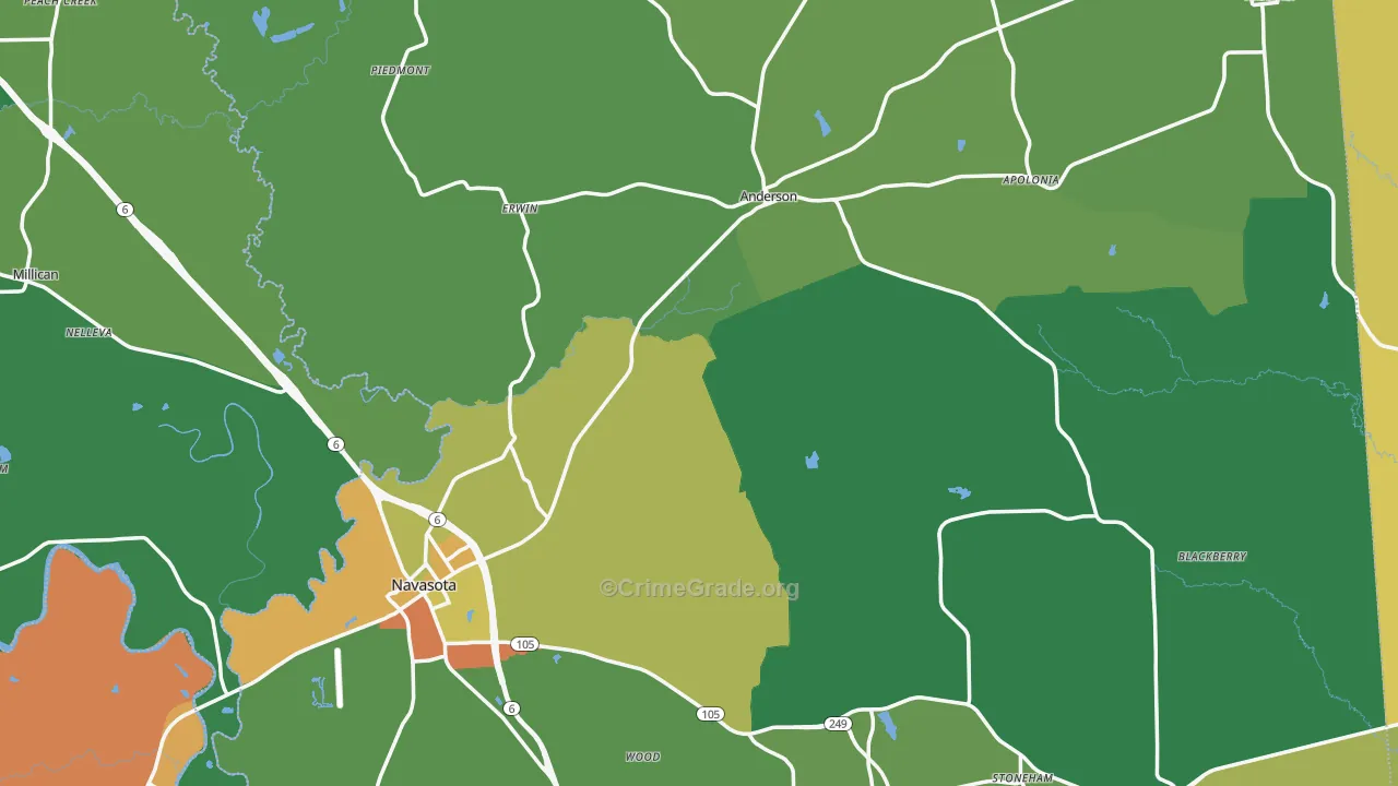 Grimes County, TX Map of Assault Rates