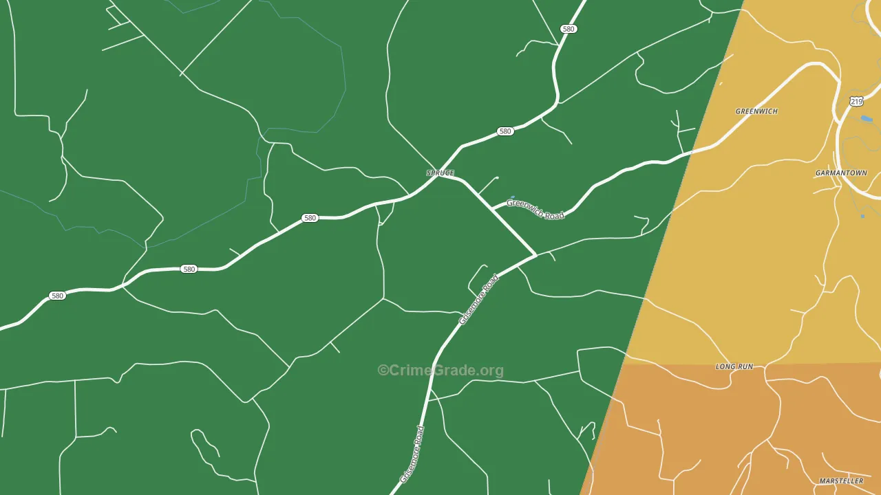 Grisemore, PA Map of Assault Rates