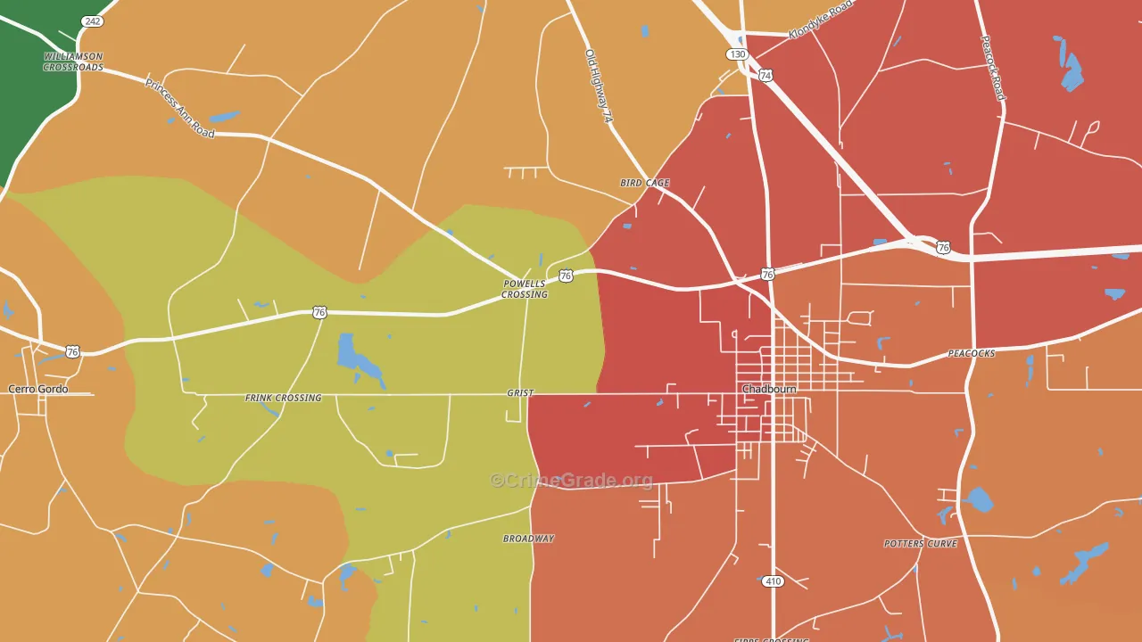 Grist, NC Map of Assault Rates
