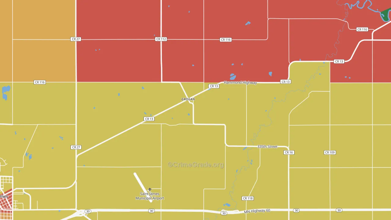 Grogan, MN Map of Assault Rates