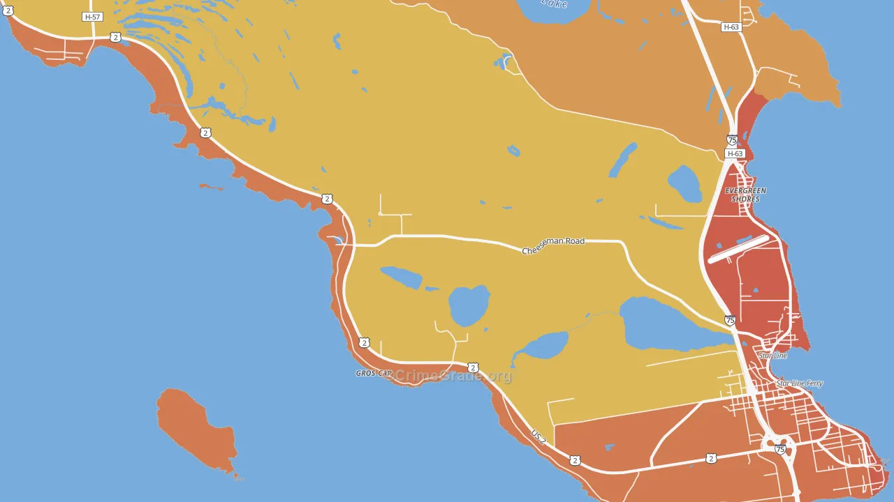 Gros Cap, MI Map of Assault Rates