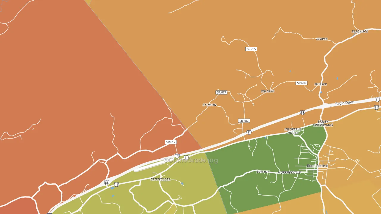 Groseclose, VA Map of Assault Rates