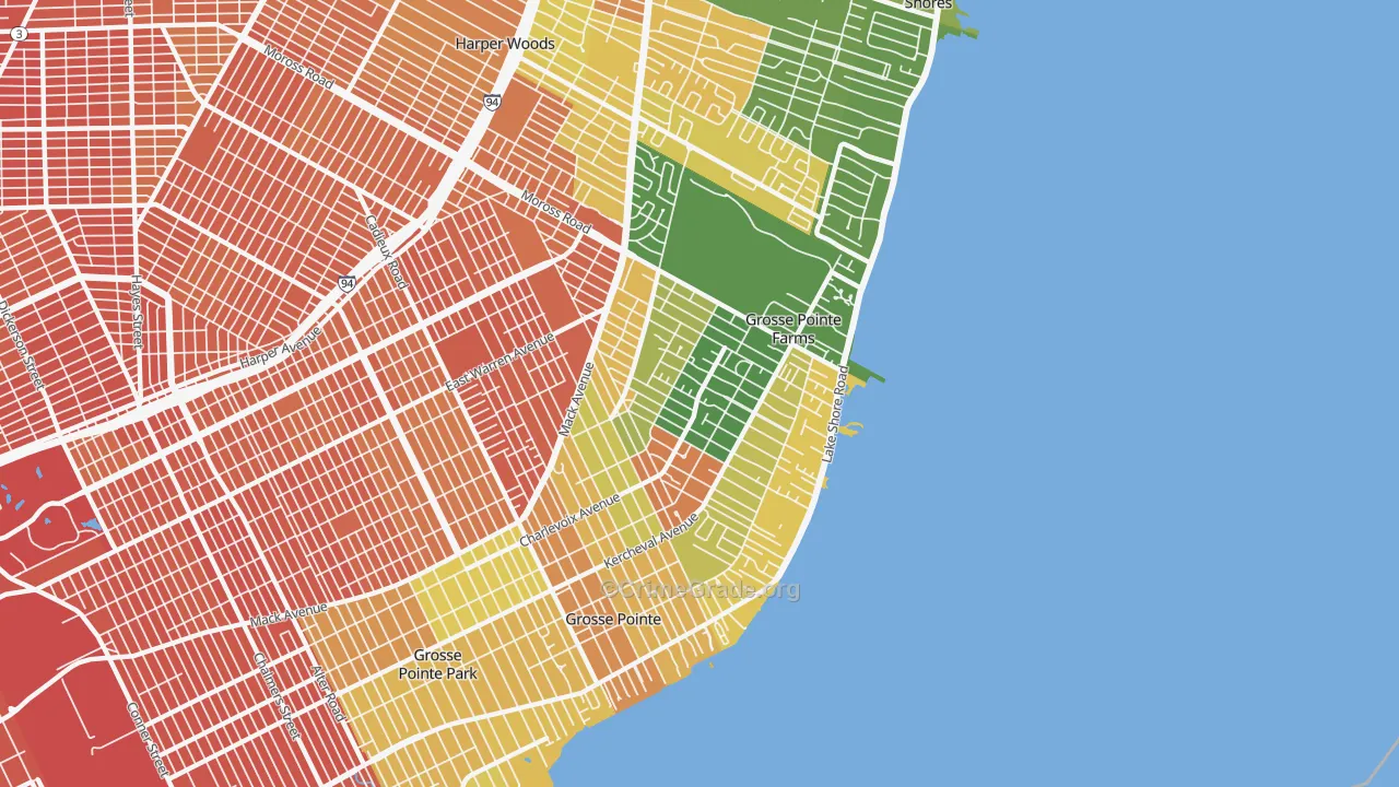 Grosse Pointe Farms, MI Map of Assault Rates