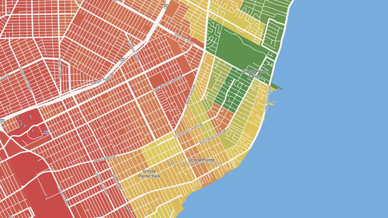 Grosse Pointe, MI Map of Assault Rates