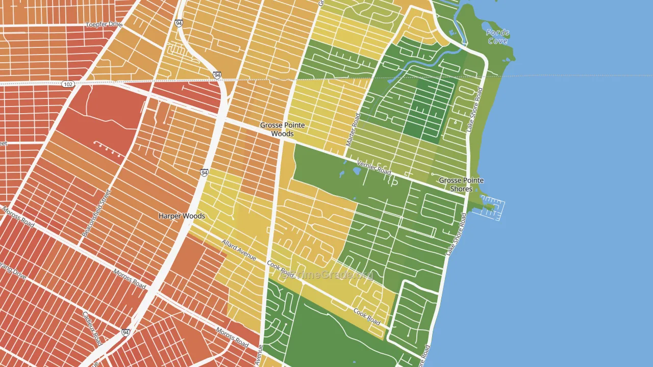 Grosse Pointe Woods, MI Map of Assault Rates