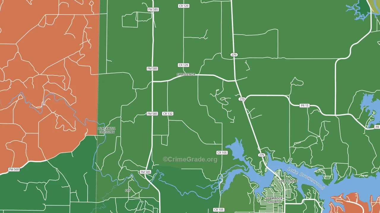 Grosvenor, TX Map of Assault Rates