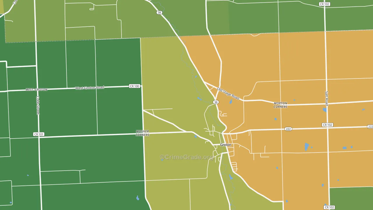 Groton City, NY Map of Assault Rates