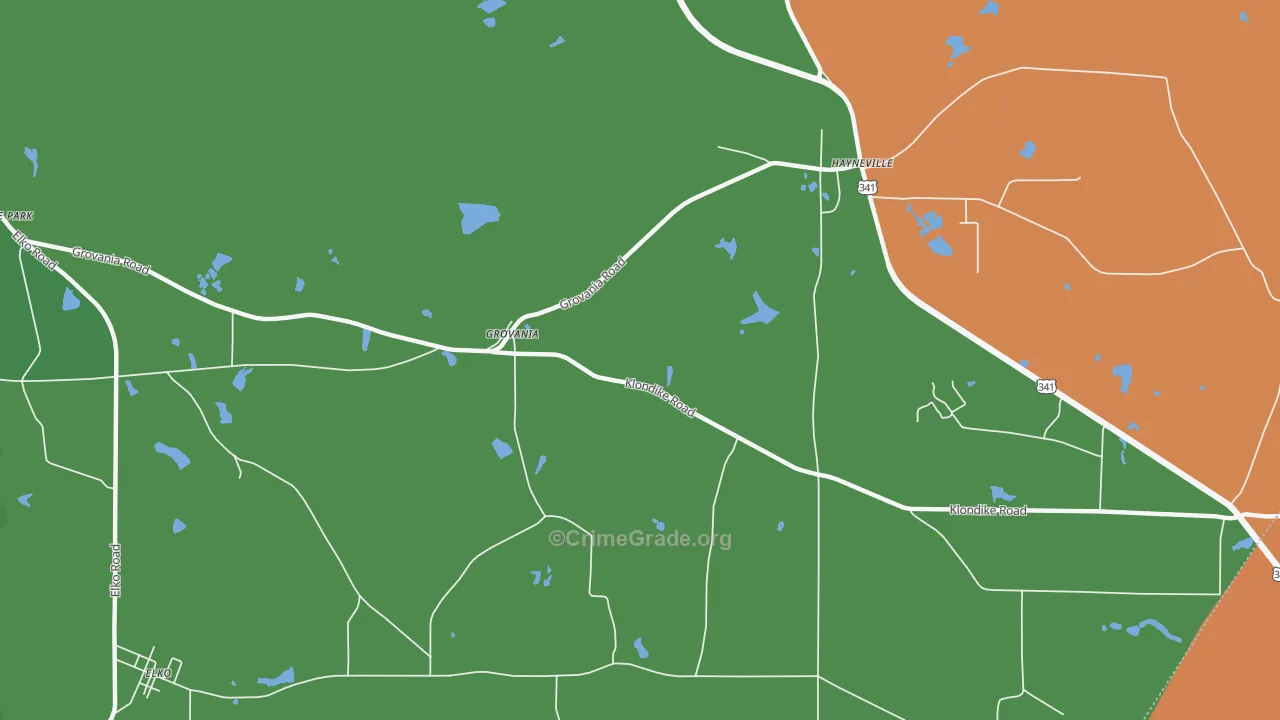 Grovania, GA Map of Assault Rates
