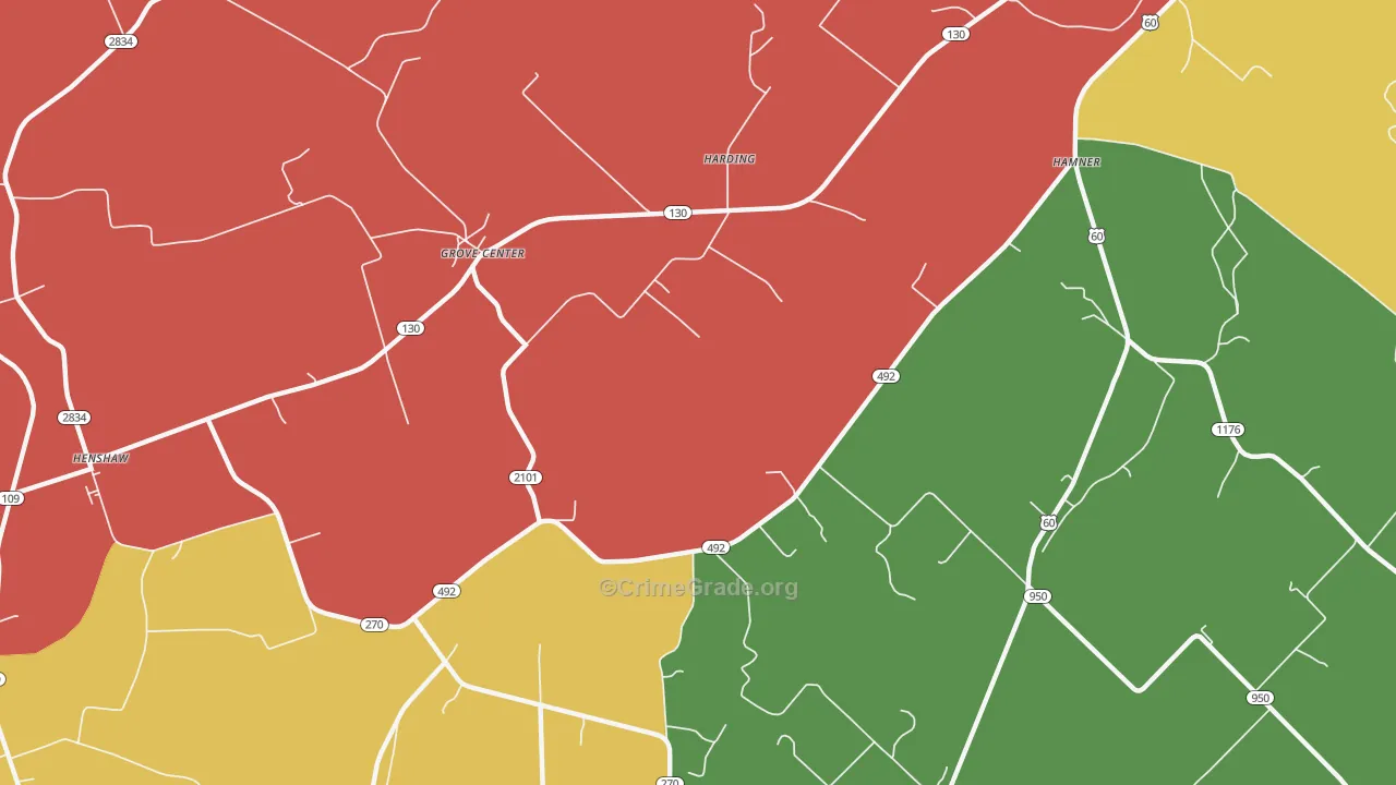 Grove Center, KY Map of Assault Rates