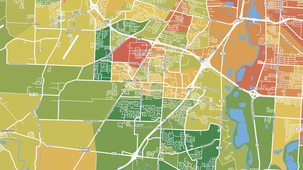 Grove City, OH Map of Assault Rates