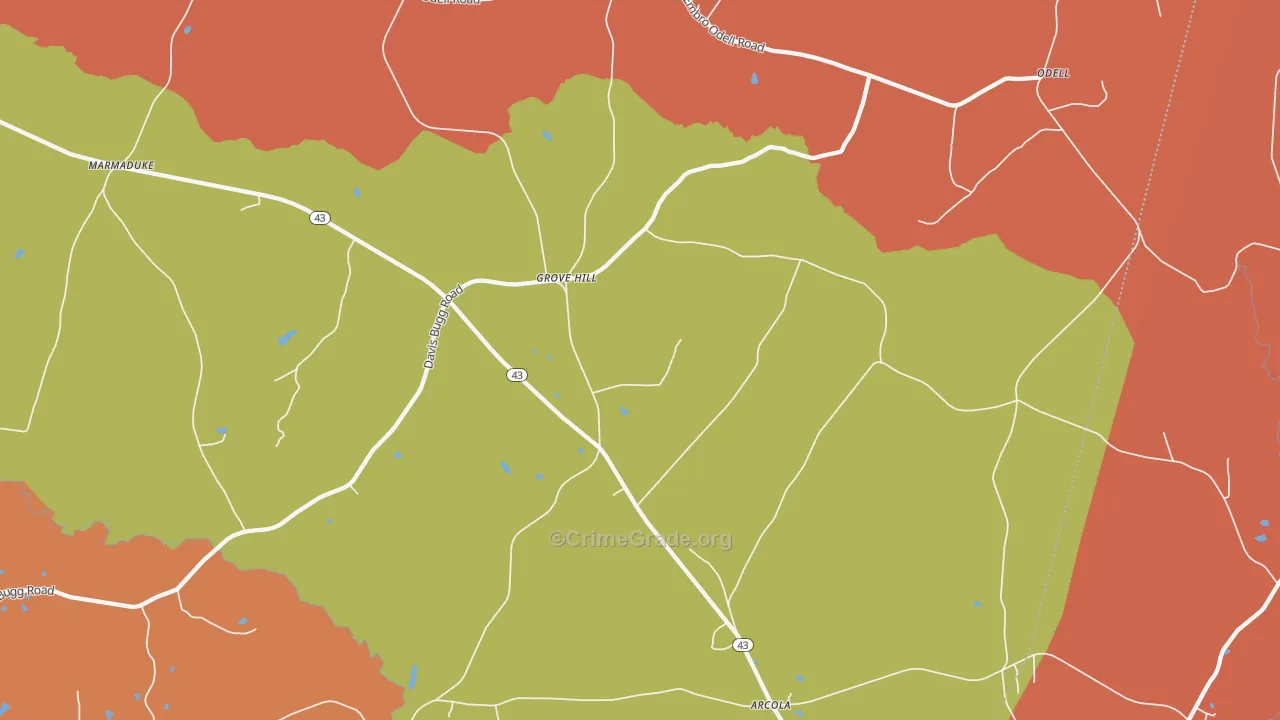 Grove Hill, NC Map of Assault Rates