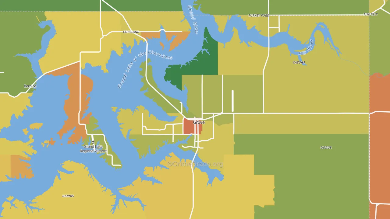 Grove, OK Map of Assault Rates