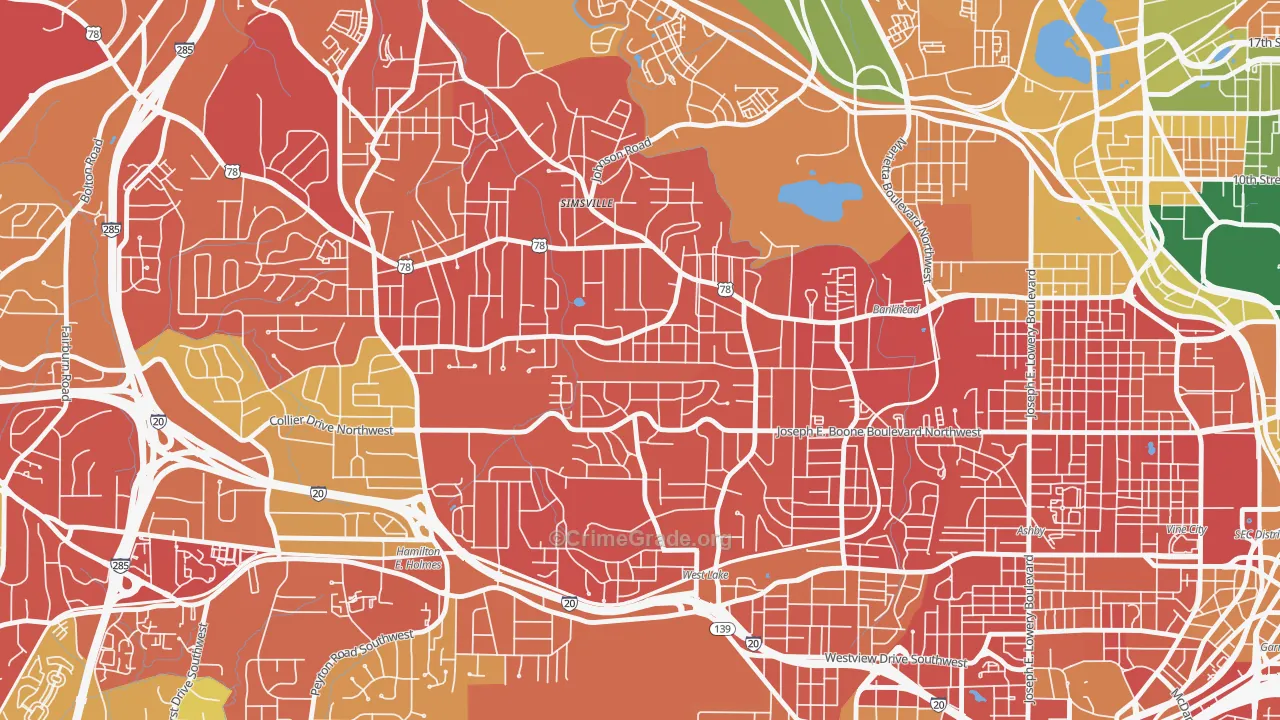 Grove Park, Atlanta, GA Map of Assault Rates