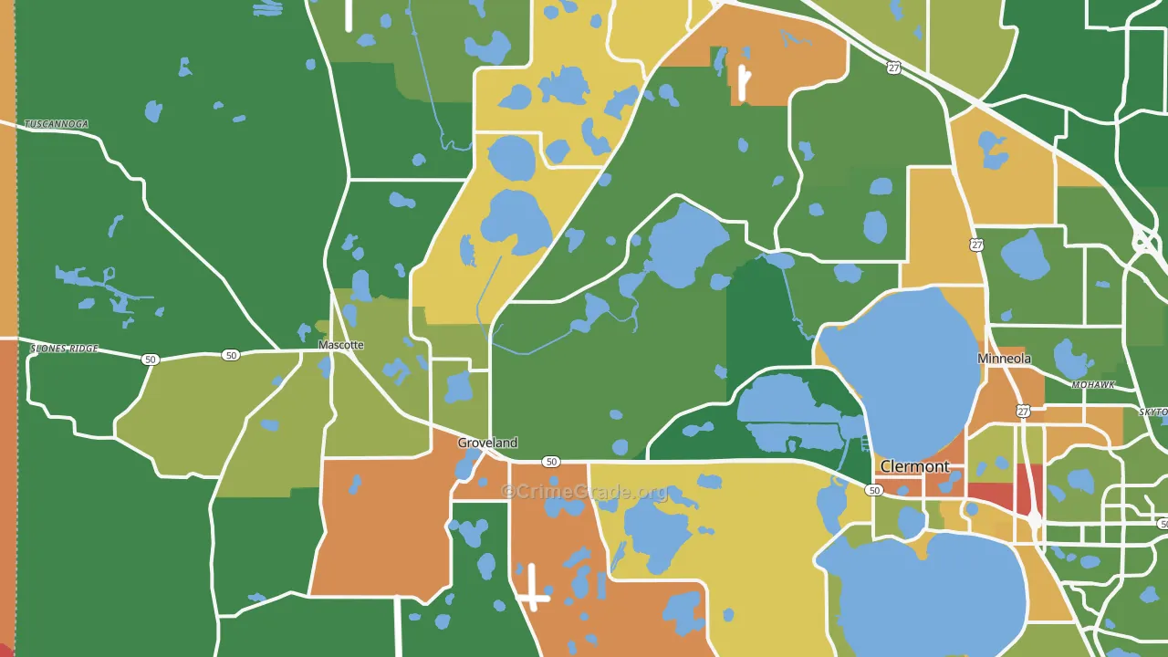 Groveland, FL Map of Assault Rates