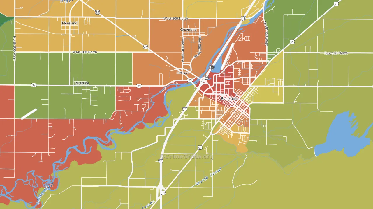 Groveland, ID Map of Assault Rates