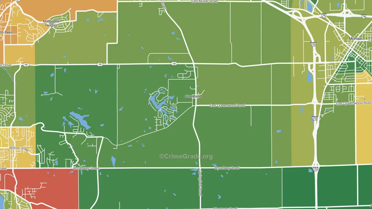Groveland, IL Map of Assault Rates