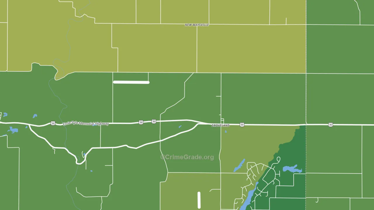 Groveland, IN Map of Assault Rates